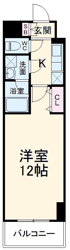 サンライズ宇都宮(1K/5階)の間取り写真