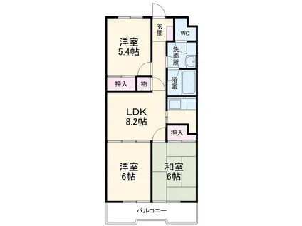 ベ・ハーゲンハイム城東(3LDK/3階)の間取り写真