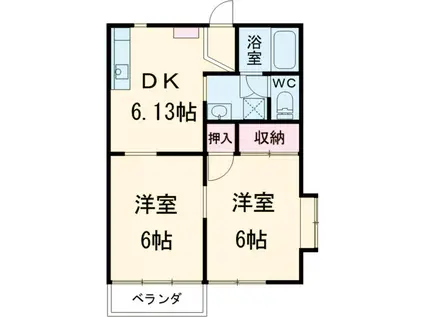 グリーンハイツC(2DK/2階)の間取り写真