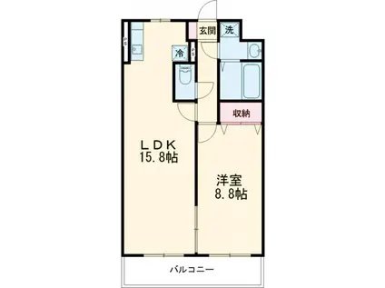 壱番館元今泉(1LDK/8階)の間取り写真