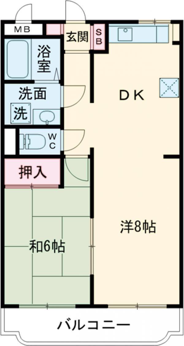 駒西ハイツⅠ(1LDK/地下階)の間取り写真