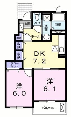 メゾンブリーズⅢ(2DK/1階)の間取り写真