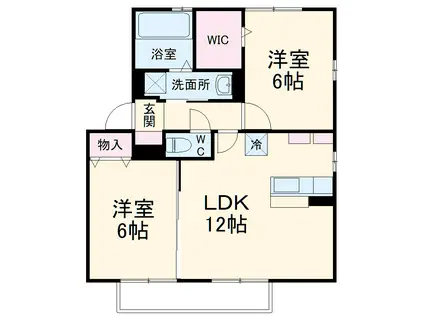 ソラーレつくばB棟(2LDK/1階)の間取り写真