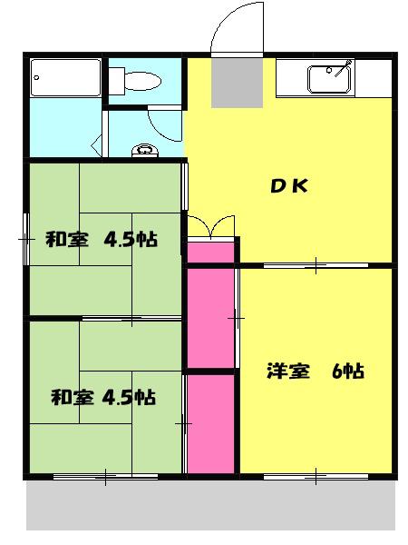 石川ハイツB(3DK/2階)の間取り写真