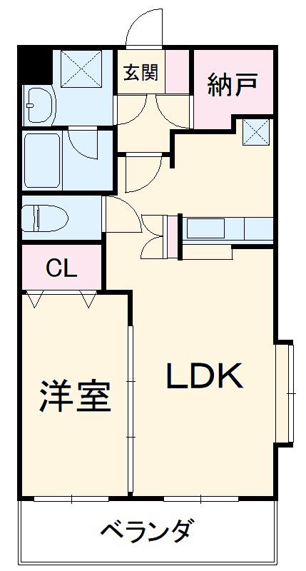 パルテール足柄Ⅱ(1LDK/2階)の間取り写真