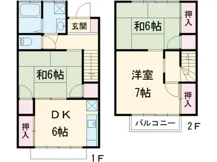 テラスハウスオーキッド2(3DK)の間取り写真