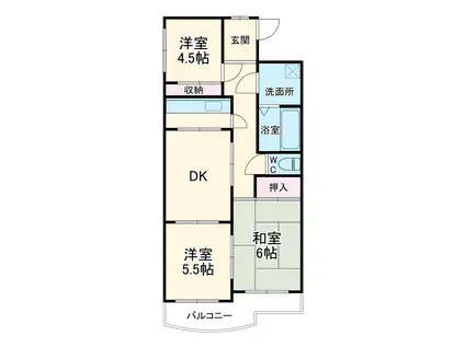 レジデンス浜野Ⅱ(3LDK/3階)の間取り写真
