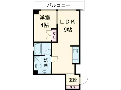ワイポイントアパートメント(1LDK/4階)の間取り写真