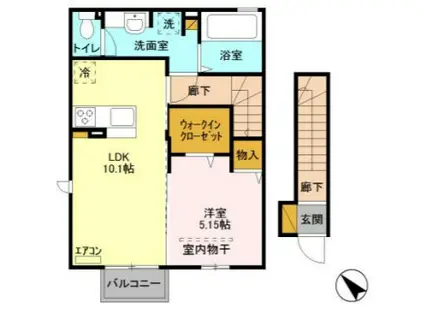 エトワールリビング(1LDK/2階)の間取り写真