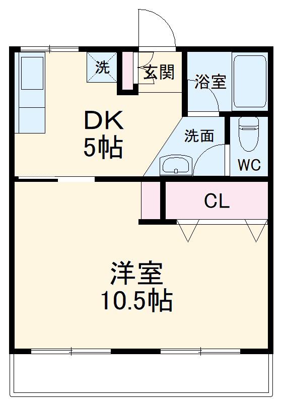 錦ハイツA(1DK/2階)の間取り写真