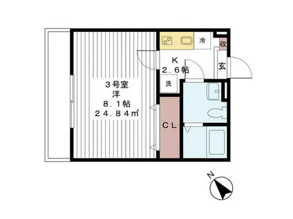 AJ千葉(1K/3階)の間取り写真