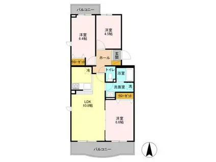 BLANCA(3LDK/2階)の間取り写真