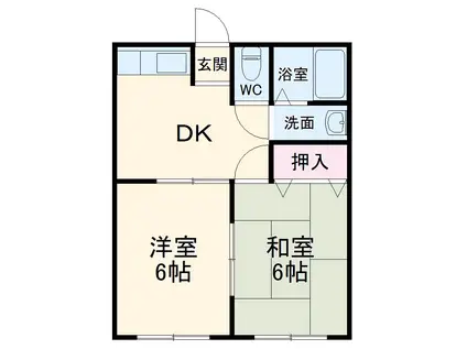 コーポタカワ(2DK/2階)の間取り写真