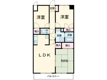 緑の森ハウス(3LDK/4階)の間取り写真