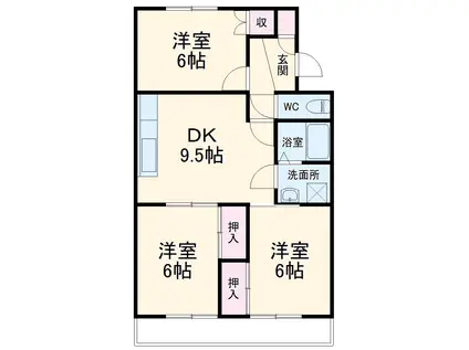マンションラポール(3LDK/3階)の間取り写真