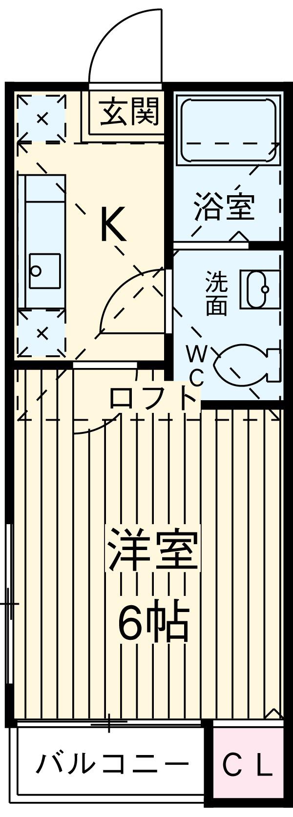 サニーサイド千葉(1K/1階)の間取り写真