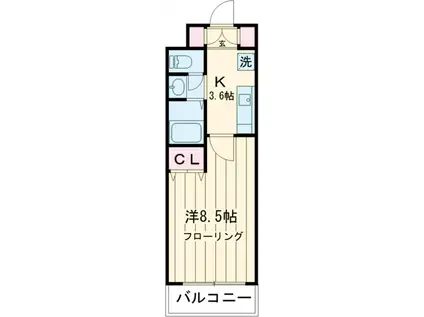 ウーノルミノーゾ(1K/1階)の間取り写真