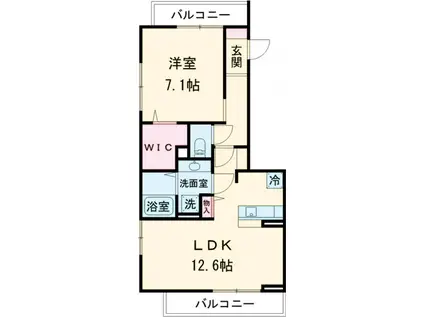 スリーエイトナイン3(1LDK/1階)の間取り写真