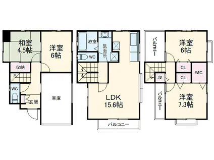 埼京線 北戸田駅 徒歩9分 3階建 築23年(4LDK)の間取り写真