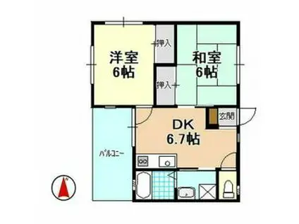 BLOOM COURT(2DK/2階)の間取り写真