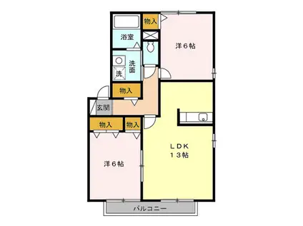 ミルフィーユおゆみ野(2LDK/1階)の間取り写真