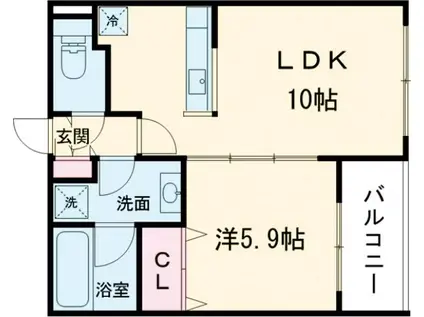 フェンネル浜田山(1LDK/2階)の間取り写真