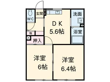 しおさいの丘D(2DK/2階)の間取り写真