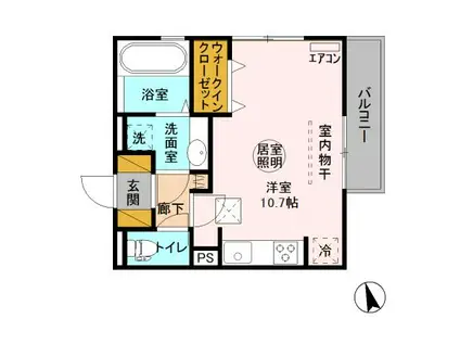 プランタン(ワンルーム/2階)の間取り写真