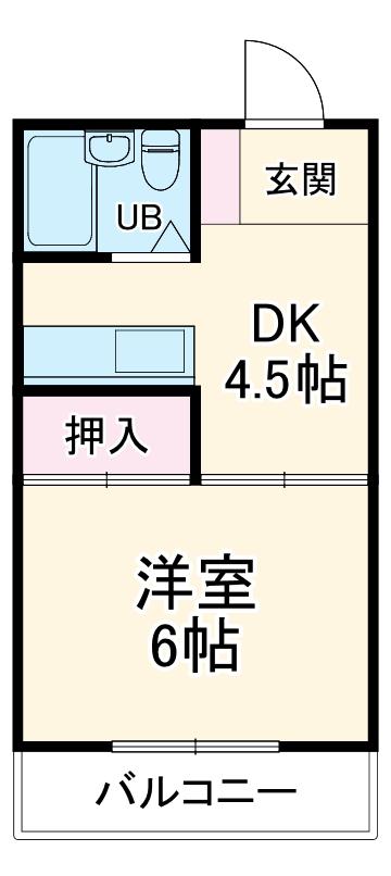 ハイツ上村Ⅱ(1K/2階)の間取り写真