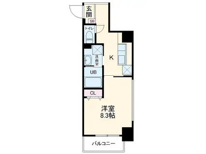 千葉中央・大庄マンション(1K/12階)の間取り写真