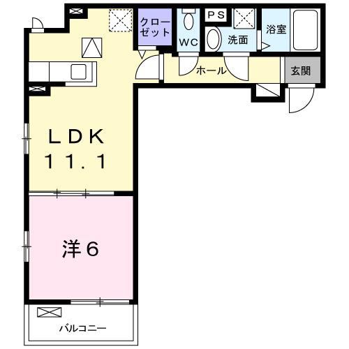 センターヴィレッジ2(1LDK/1階)の間取り写真