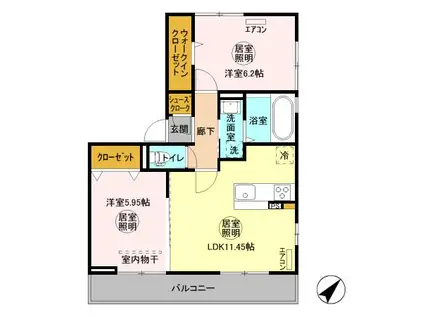 プロフーモ(2LDK/3階)の間取り写真