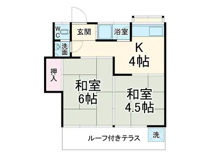 町アパート(2K/1階)の間取り写真