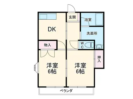 コーポキクⅢ(2DK/1階)の間取り写真