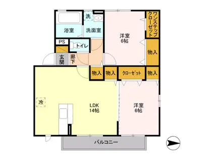 パークストリート(2LDK/2階)の間取り写真