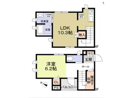 ハイム南阿佐谷(1LDK/3階)の間取り写真