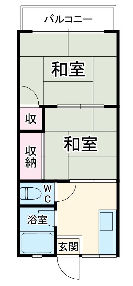 相模ハイム(2K/1階)の間取り写真