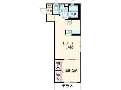 プレミアムコート(1LDK/1階)の間取り写真