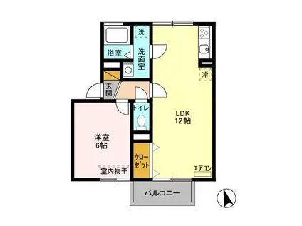 オークヒルズ(1LDK/2階)の間取り写真