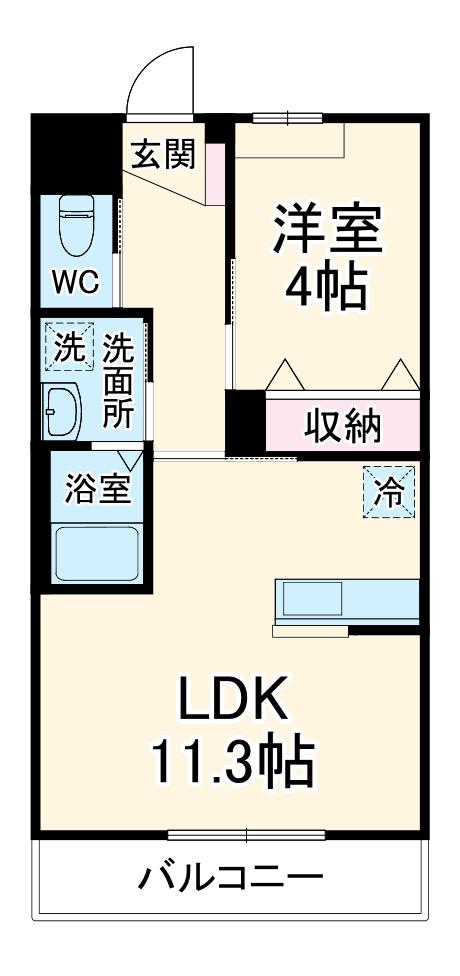 メゾンクレシア(1LDK/2階)の間取り写真