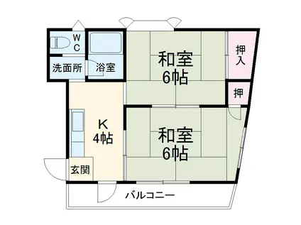 グレースハイツ(2K/2階)の間取り写真