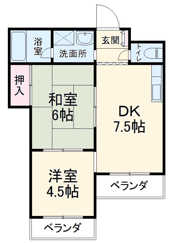 サンパーク南浦和(2DK/2階)の間取り写真