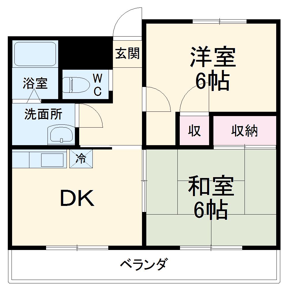 ヤマピカハイツIN掛川(2DK/1階)の間取り写真