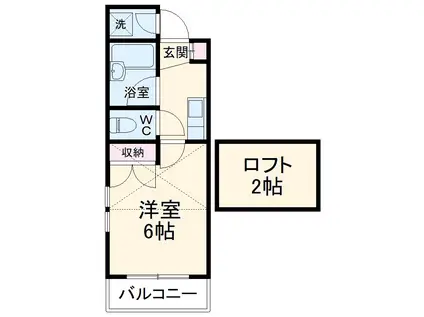 ツインレイクⅡ(1K/2階)の間取り写真