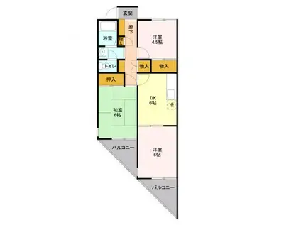 コモンシティハイツABC(3DK/1階)の間取り写真