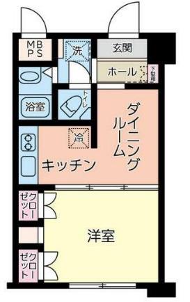 ウインベルデュエット千葉寺町(1DK/4階)の間取り写真