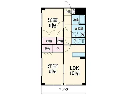 ステーションサイドビル(2LDK/1階)の間取り写真