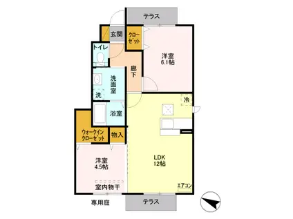 京浜東北・根岸線 浦和駅 バス乗車時間:4分 坊の在家バス停バス停で下車 徒歩6分 2階建 築15年(2LDK/1階)の間取り写真