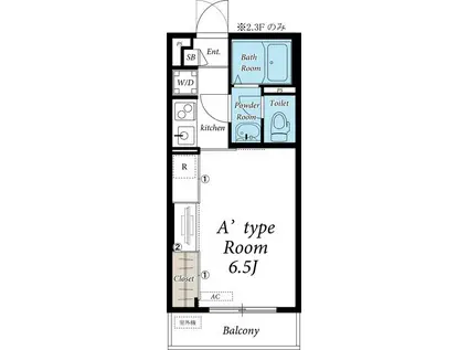 リブリ・南浦和(1K/2階)の間取り写真