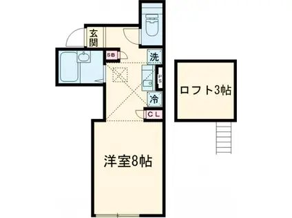 フェリオ平井パークサイド(ワンルーム/1階)の間取り写真